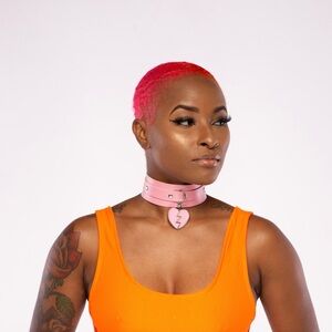 Pink Heart Choker Necklace